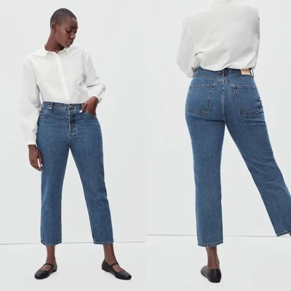 Everlane Jeans The Curvy 90s Cheeky Straight Ankle Crop Organic Rigid Size 27 - Picture 1 of 15